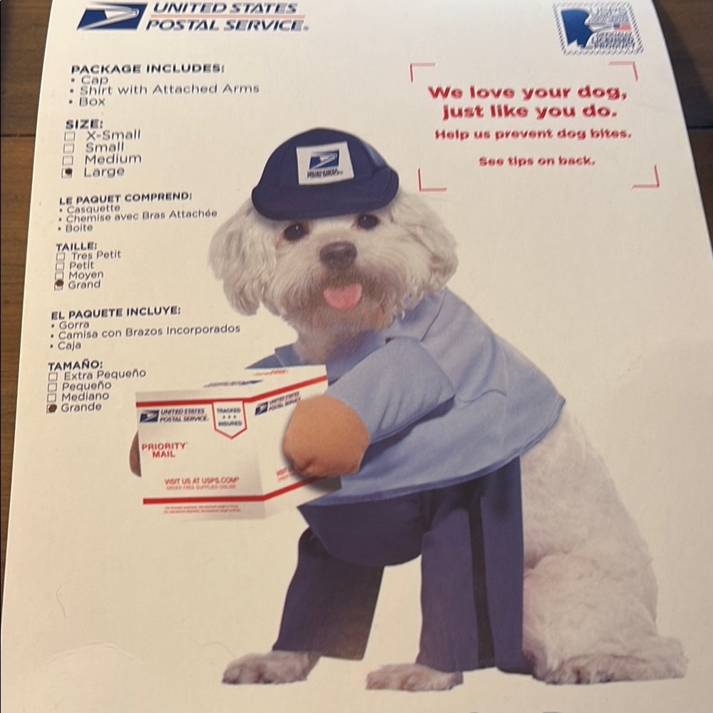 Dog Costume - USPS postal carrier